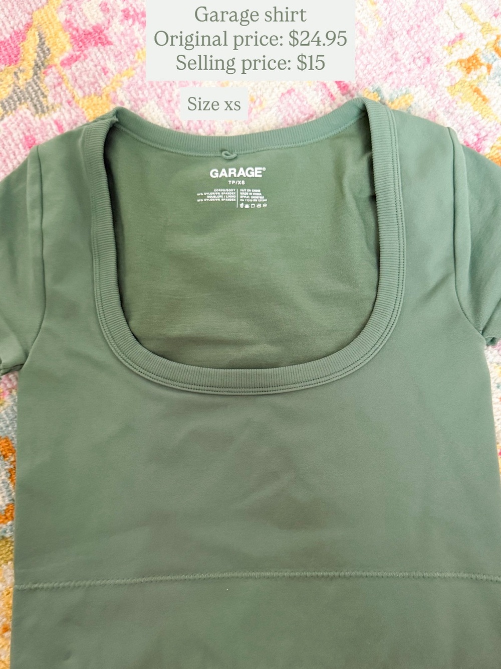 Garage Olive Green Scoop Neck Cropped Top